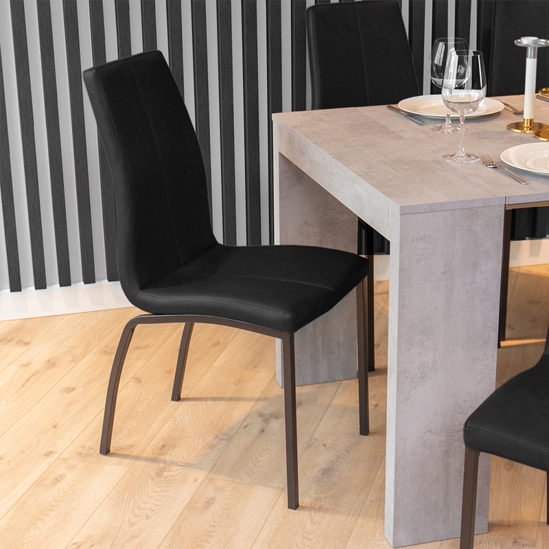Faddis 44cm H Velvet Upholstered Side Chair, Black