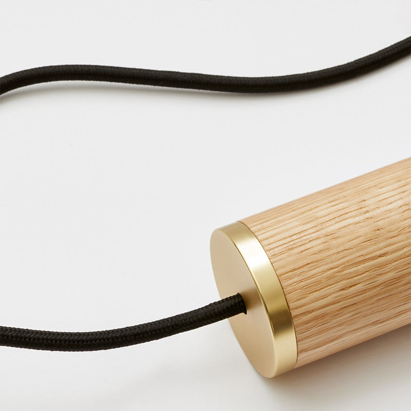 Oak and Glass Mini Pendant Light with LED Bulb