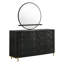 Commode Benson à 8 tiroirs avec miroir, meuble de rangement en bois d'hévéa noir pour chambre à coucher, style bord de mer avec quincaillerie en laiton vieilli