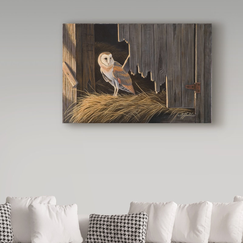 «Ready For The Hunt Barn Owl» par Berrien, impression sur toile tendue, H 12 po x l 19 po x P 2 po