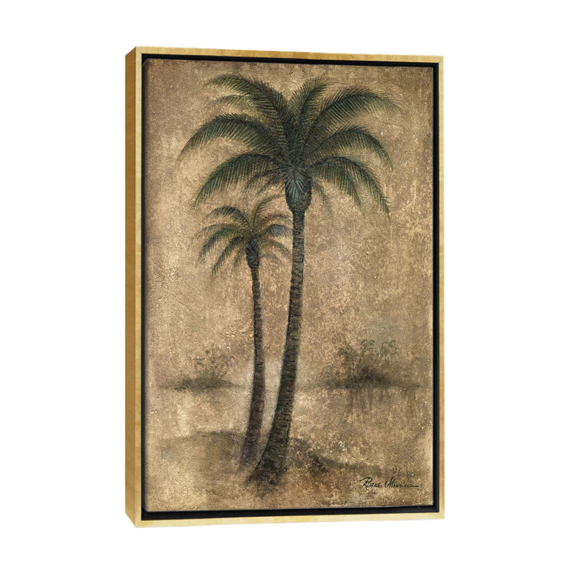 «Whispering Palm I» par Ruane Manning - reproduction d'art, Toile encadrée d'or, Aucun mat, H 26 po x l 18 po x 1,5 po