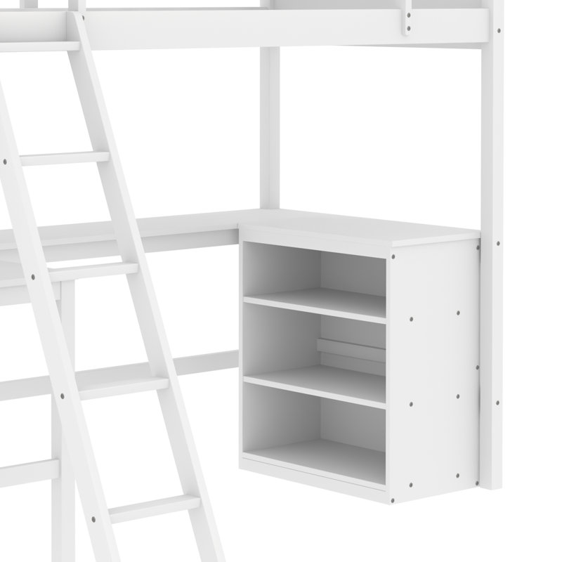Enson Loft Bed with Built-in-Desk by Harriet Bee, White, Twin