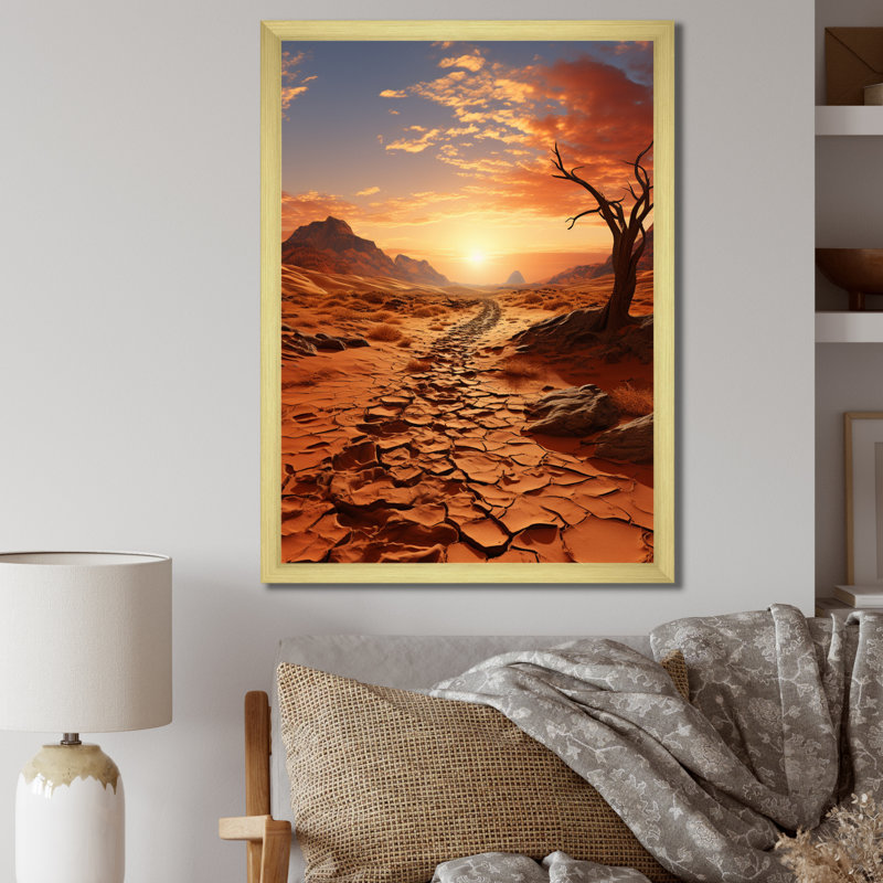 Avalea " African Desert Wanderlust ", 20" H x 12" W x 1" D, Gold Picture Frame