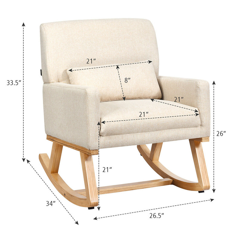 Solid Wood Rocking Chair, Beige