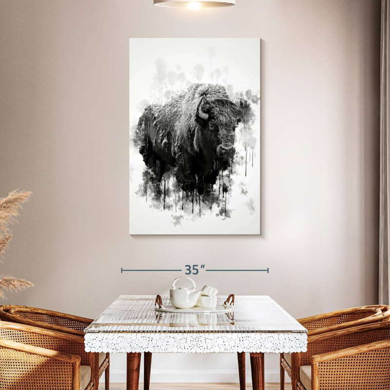 Brampt Bison Black And White, 48" H x 32" W