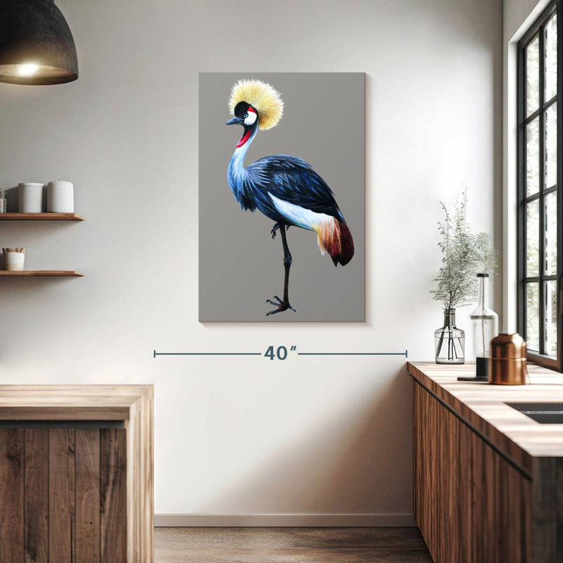 Brampt Crane With Grey Crown, 39" H x 26" W