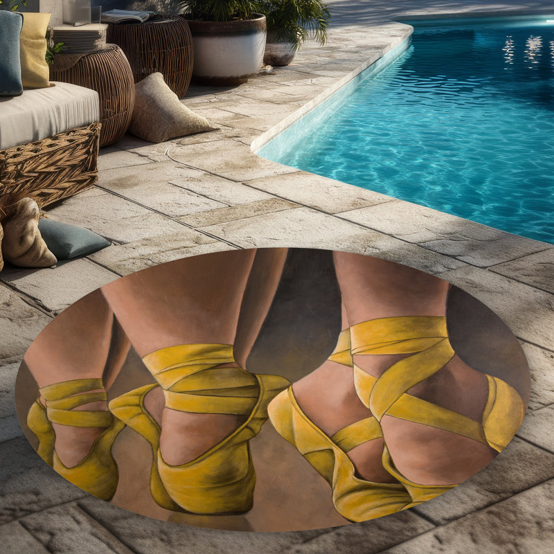 Synchronized Ballerinas - Contemporary Round Outdoor Rug