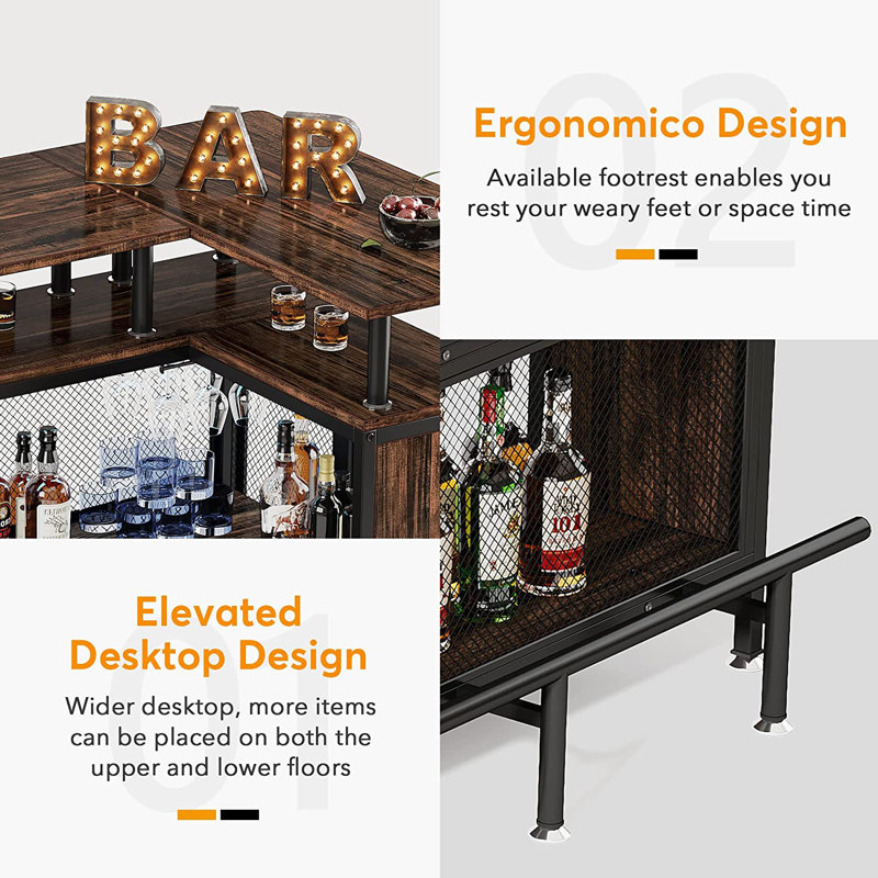 Bhima Bar Unit with Storage, Brown