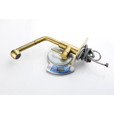 Dual Spray Single Pull-Out Laundry Faucet In Spot Gold Stainless, 360 Rotating High Nozzle, Simple Water Flow Control, Corrosion Treatment Function Sink Temperature Design