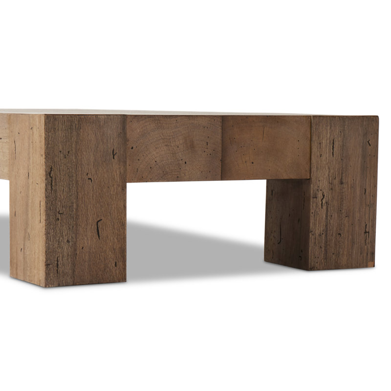 Abaso Coffee Table, 15" H x 70" W x 35" D, Rustic Wormwood Oak