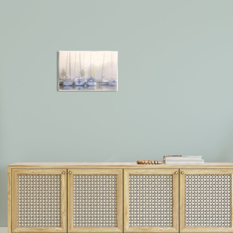 Art mural sur toile flottant, "Docked voiliers" par Steve Hunziker, H 10 po x l 15 po x P 0,5 po, Bois
