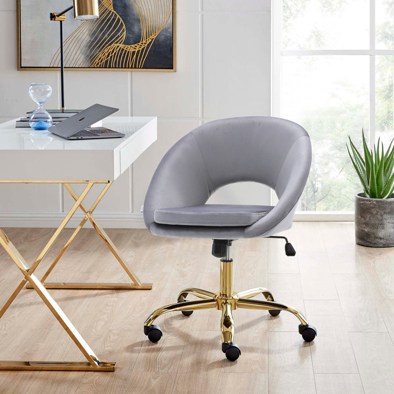 Airyona Velvet Office Chair, Grey