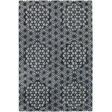 Parson Gray Wool Floral Area Rug in Black And Gray