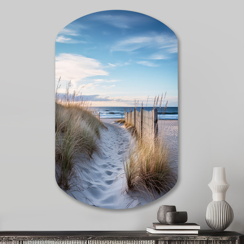«Path To The Beach II» - art mural asymétrique en métal Coastal Beach Sand, H 31 po x l 19 po