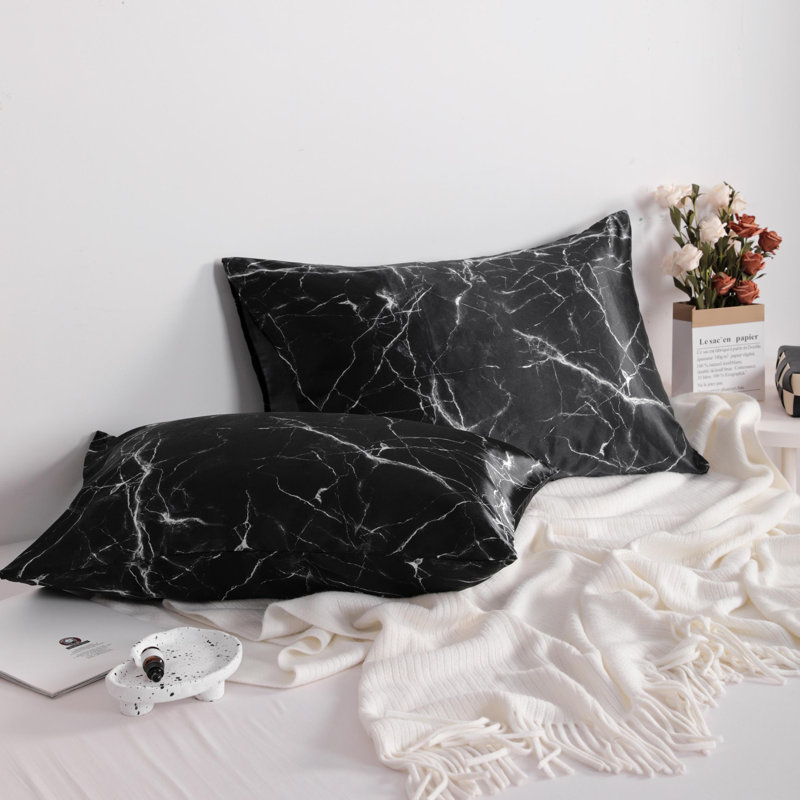 Paquet de 2 taies d'oreiller en satin pour cheveux et peau, luxueuses et soyeuses avec fermeture à enveloppe