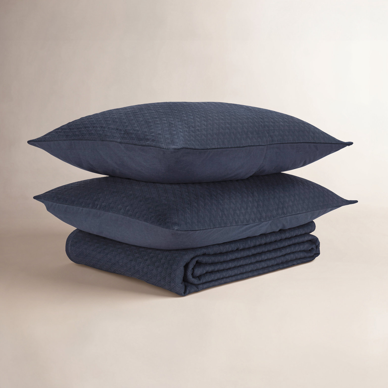 Bridie Cotton Coverlet Set, Full/Queen Coverlet/Bedspread + 2 Standard Shams, Navy