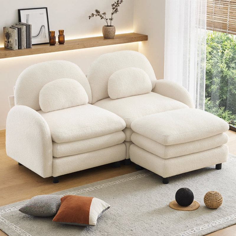 Canapé-lit Teddy, Blanc beige