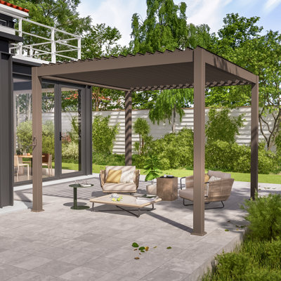 Pergola à persiennes en aluminium avec auvent