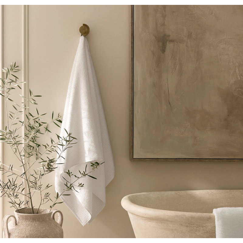 Turkish Ribbed Ribbed Bath Towel, White