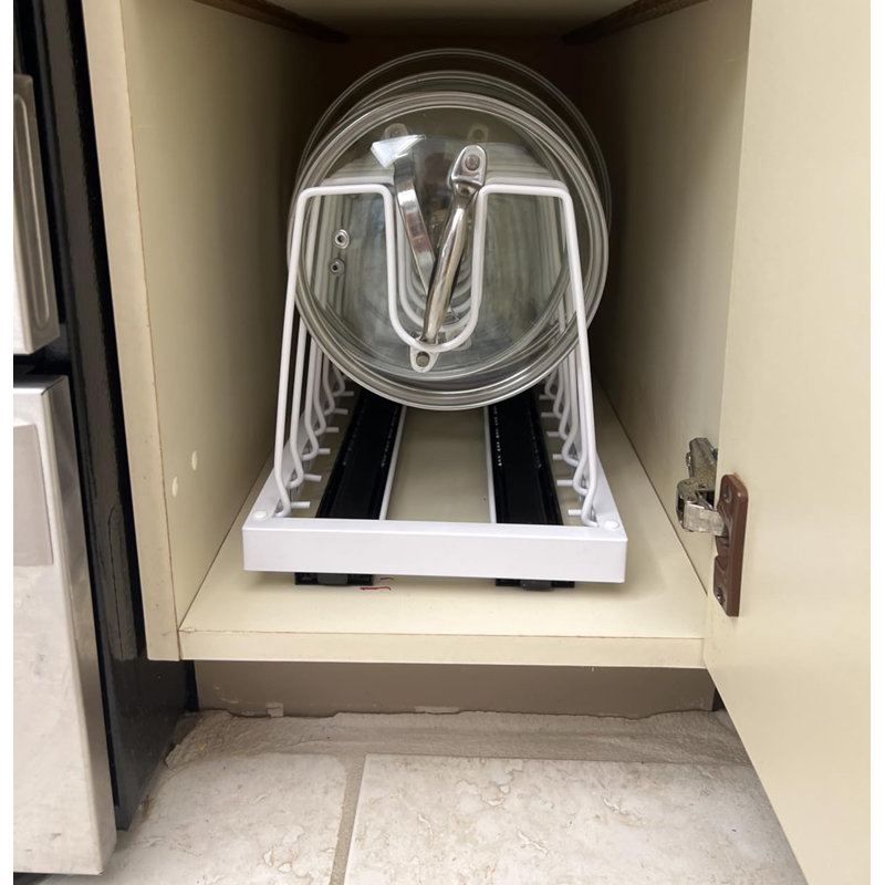 Organisateur de couvercle de pot extensible - 9 séparateurs réglables en acier inoxydable pour armoire et comptoir