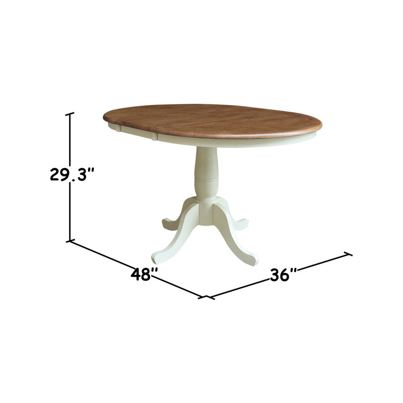 Echols Extendable Pedestal Solid Wood Dining Set, 3, Hickory/Shell