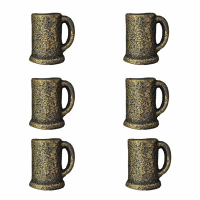Ensemble de 6 poignées de tiroir à bière en fonte peintes en or antique - l 1,5 po x P 1,25 po x H 1,75 po