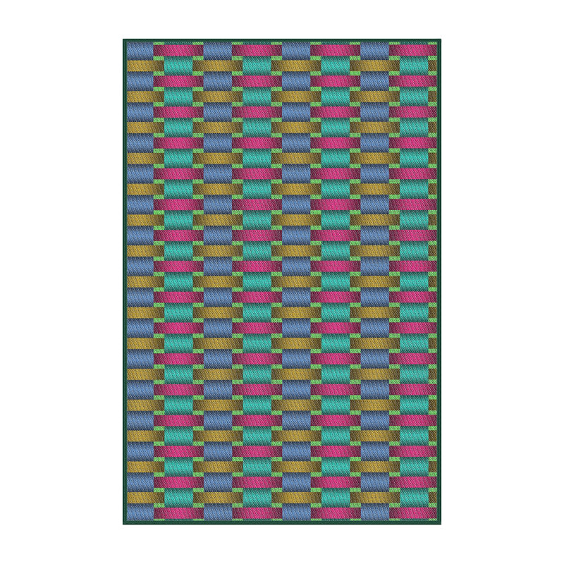 Tapis de zone vert foncé à motifs, Rectangle 5 pi x 7 pi