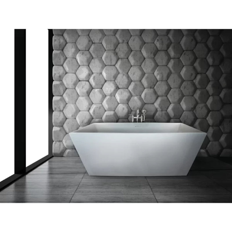Bellevue 60'' x 32'' Soaking Solid Surface Bathtub, White, Matte White