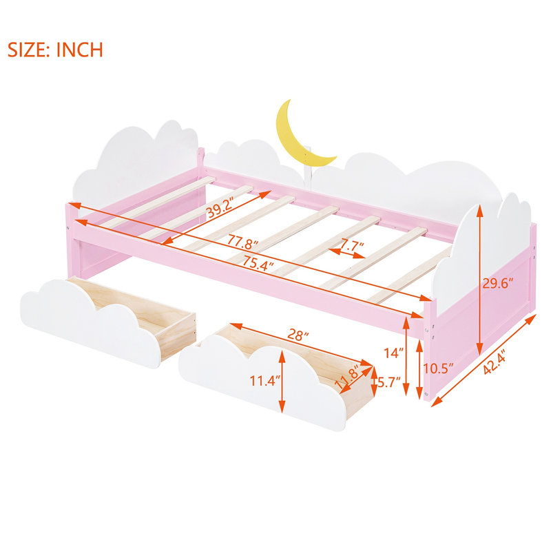 Structure de lit plateforme avec tête de lit 29,73 po Gowen
