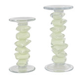 Glass Stacked Stone Decorative Candle Holder Set
