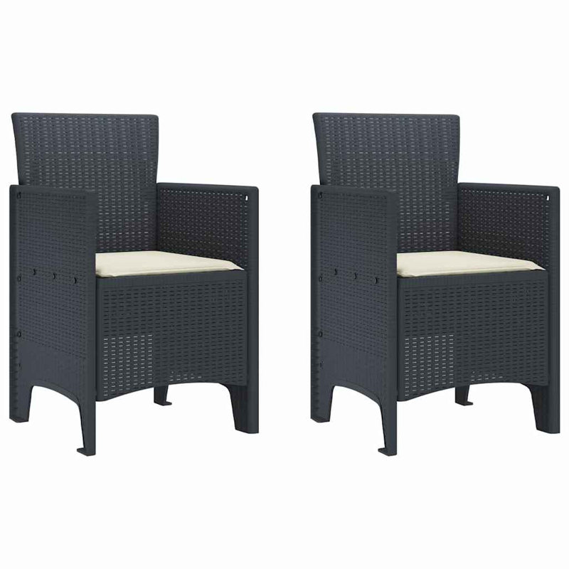 Patio Dining Side Chair, Anthracite, White