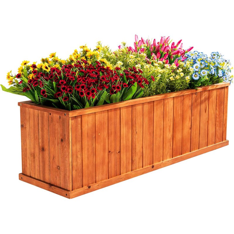 Ivaan Wooden Window Planter Box, 12" H x 12" W x 40" D