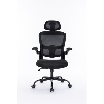 Ergonomic High-Back Mesh Office Chair with 3D Adjustable Lumbar Support and Flip-Up Arms -  Inbox Zero, A6124B24A24E495DA469DF89DAD71B61