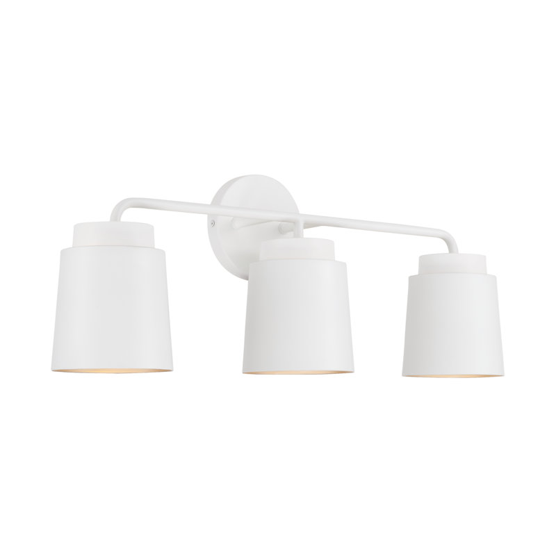Éclairage pour salle de bain 3 lumières Pratt, Blanc mat
