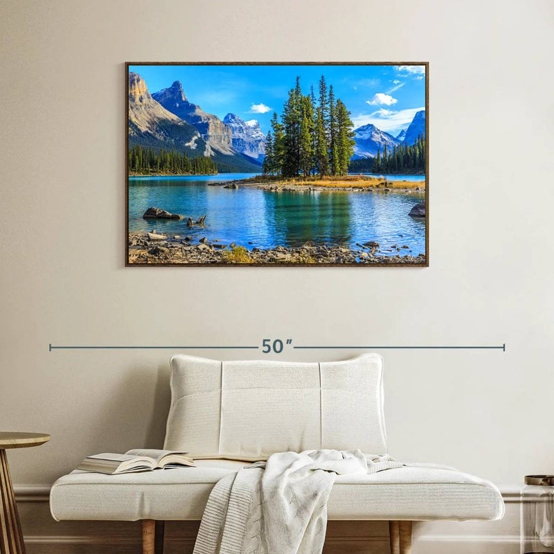 Lac Maligne, Cadre flottant noyer, 40 po x 27 po