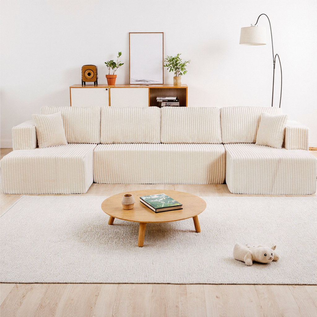 Wrought Studio U-Shape Modular Sectional Sofa, Compressed Sleeper Sofa ...