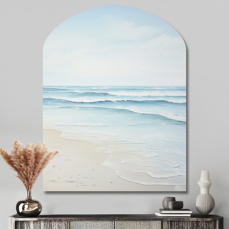 Mariani Beach Photo Tranquil Waters I - plage, impression sur métal asymétrique, impression sur arche bleue