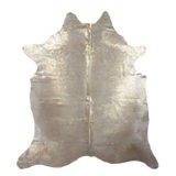 One-of-a-Kind Dyed Handmade Natural Product 5X7 Leather Champagne With Gold Frost Area Rug