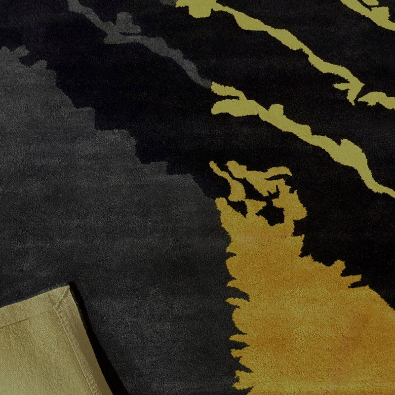 Tapis en laine à motif géométrique abstrait moderne jaune et gris touffeté à la main Blair, 5 pi x 7 pi 6 po