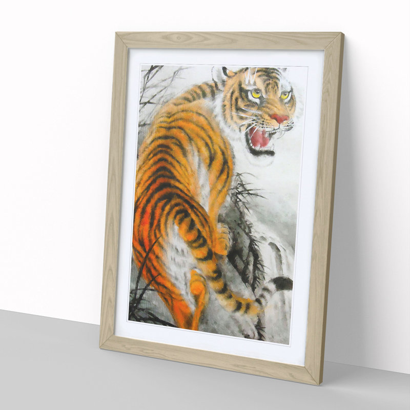 Oriental Tiger Vol.2 - Framed Print, 48cm H x 36cm W x 2cm D, Oak Framed