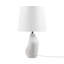 Asymmetrical Ceramic Table Lamp Grey, A Natural Linen Tapered Drum Shade