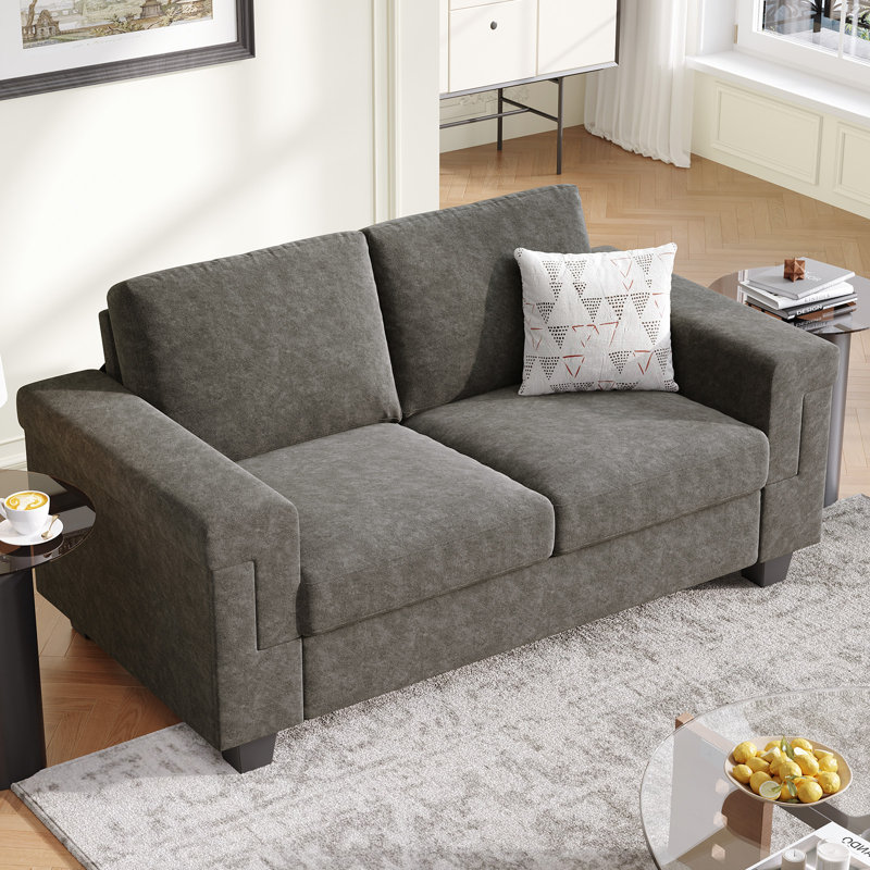 64.2” Loveseat Sofa Couches, Modern 2 Seat Sofa For Small Living Room Bedroom Office, Dark Gray