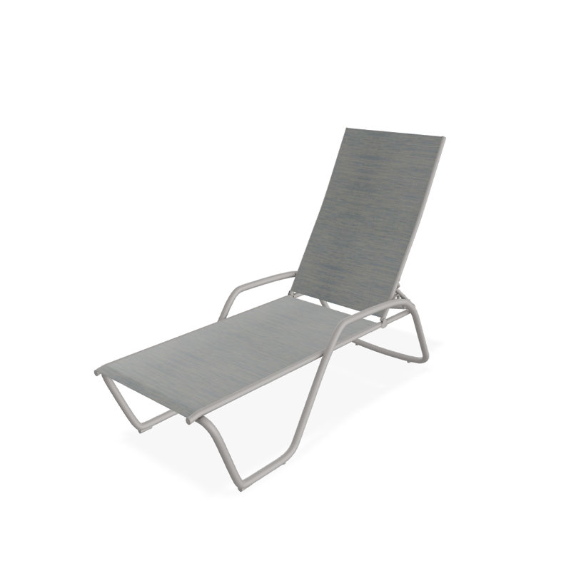 Outdoor Rust-Resistant Metal Chaise Lounge, Textured Warm Gray, Reflection