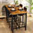 Industrial Bar Table Set with 4 PU Stools - Counter Height, Space-Saving 5-Piece Dining Set (43” L)-733517809