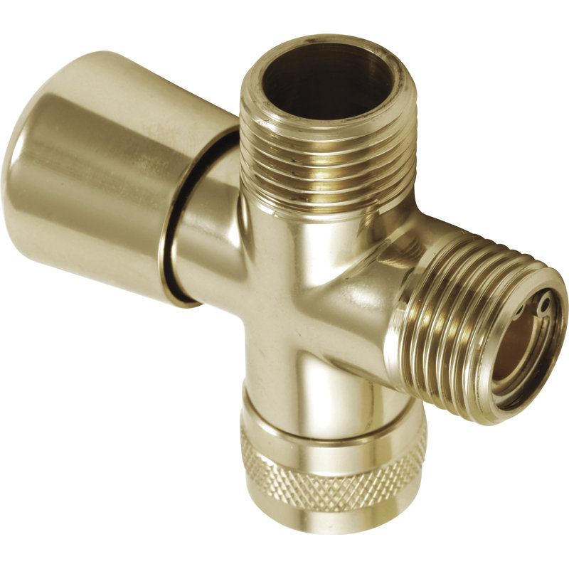 Universal Showering Components Shower Arm Diverter Valve, Brilliance Polished Brass