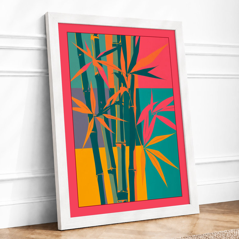 Geometric Bamboo Study Mid-Century - Framed Print, A3 - 42.0 x 29.7 cm, White