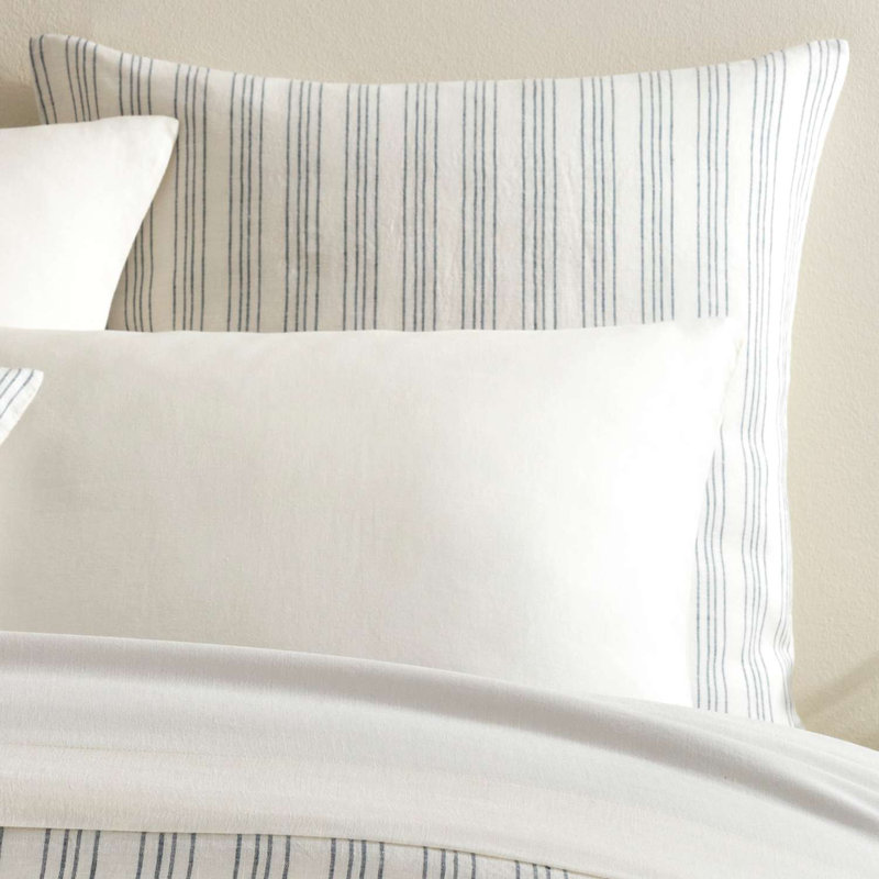 Lush Linen Stripe Sham, King, Slate Blue
