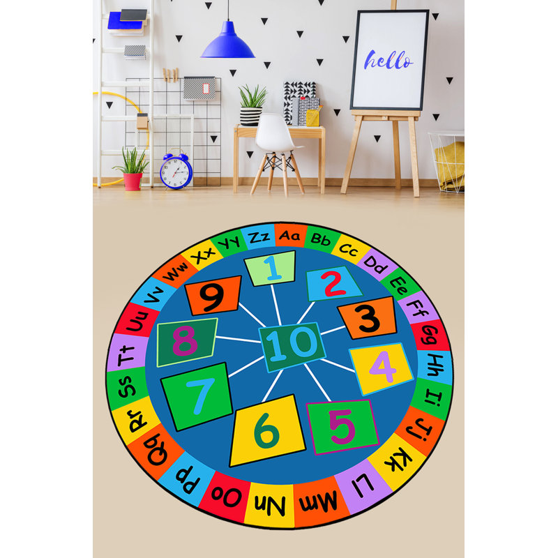 Round Carpet (47.2 in), 100% Polyester, 10 mm Pile Height | Antibacterial & Non-Slip Underside | Machine Washable at 86°F, 700 g/m² | Perfect for Living Room, Bedroom, & Play Areas – Soft, Durable, Easy-Care