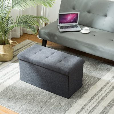 Ekaoluchuku 76cm Wide Rectangle Solid Colour Footstool Ottoman with Storage