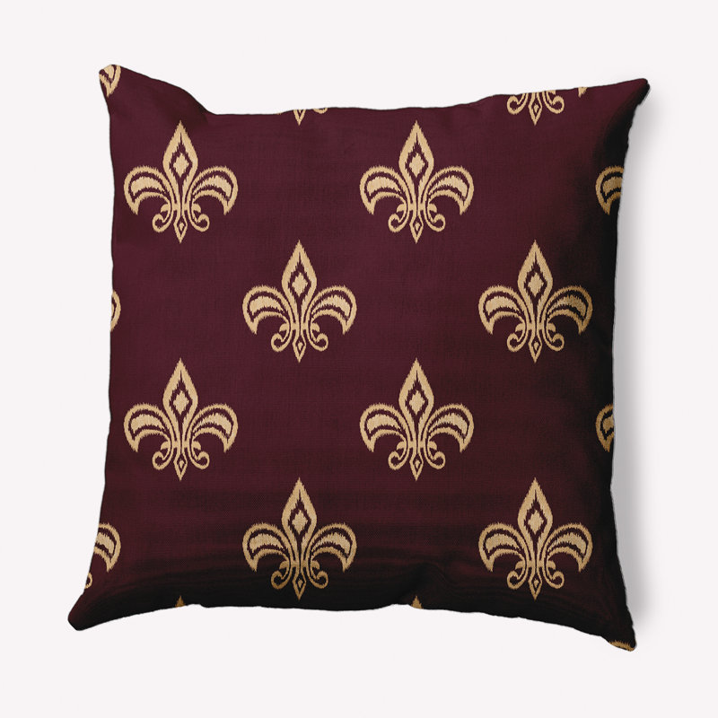 Coussin décoratif carré Fleur De Lis, 26 po x 26 po, Grenade